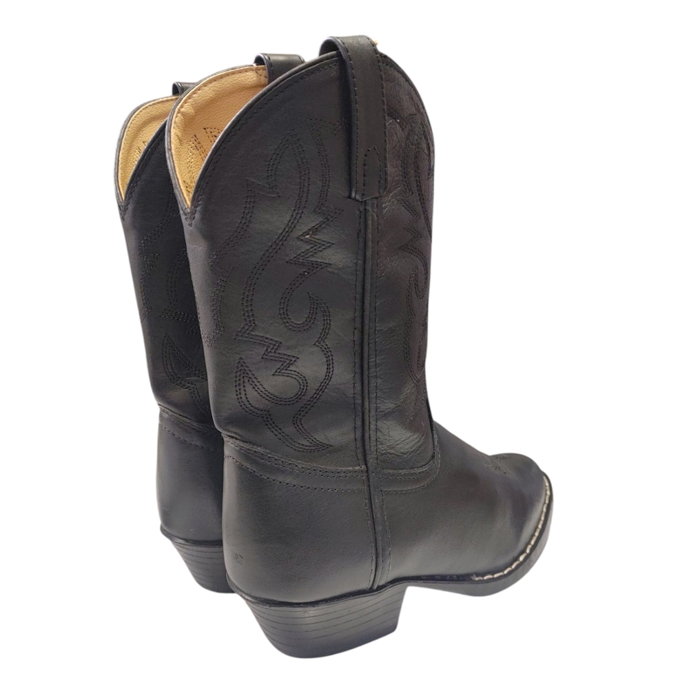 Smokey Mountain Black Leather Embroidered Cowboy Boots Kids Size 2.5 - Picture 6 of 10